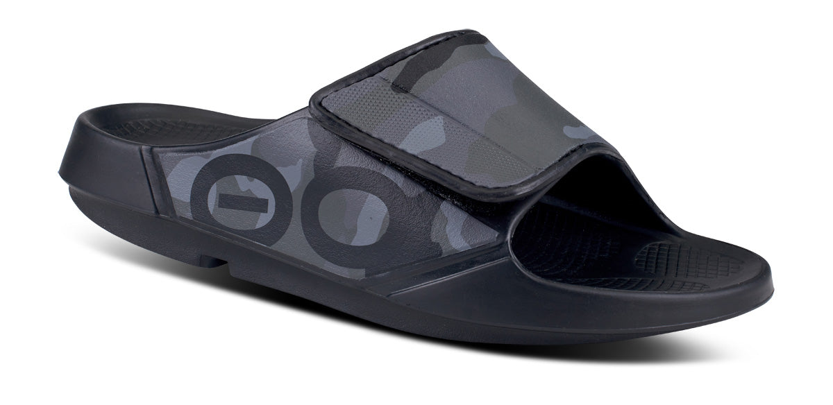 Sandalias OOFOS OOahh Deporte Flex Hombre Negros Camuflados | MX1027AH