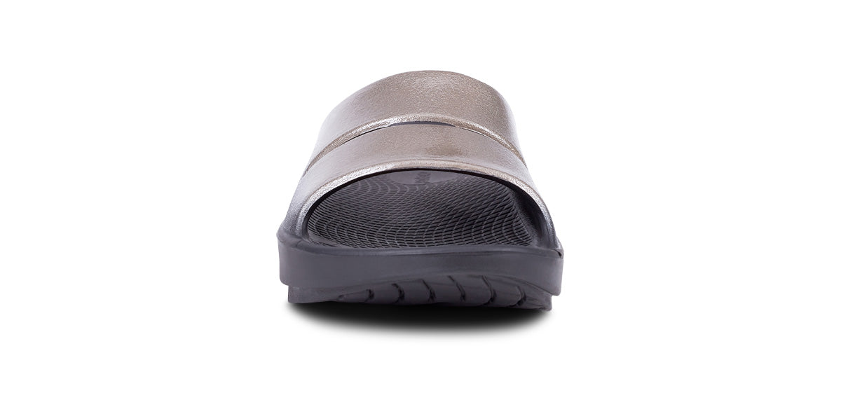 Sandalias OOFOS OOahh Luxe Mujer Negros Plateados | MX1110YX