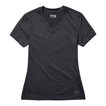 Ropa OOFOS cOOl down V Neck Mujer Negros | MX1169NW