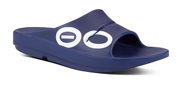 Sandalias OOFOS OOahh Deporte Hombre Azul Marino Blancos | MX1025DF