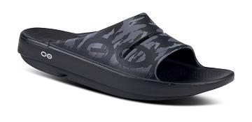 Sandalias OOFOS OOahh Deporte Hombre Negros Camuflados | MX1024FD